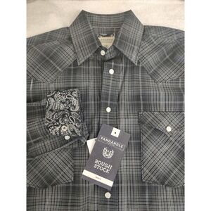 Panhandle Rough Stock Mens Plaid Western Shirt Long‎ Sleeve Snap Front Small